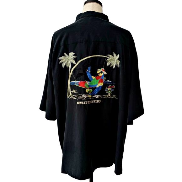 Bamboo Cay S/S Button Down Parrot Embroidered Always Five O'Clock Camp Shirt 4XL - Picture 3 of 10